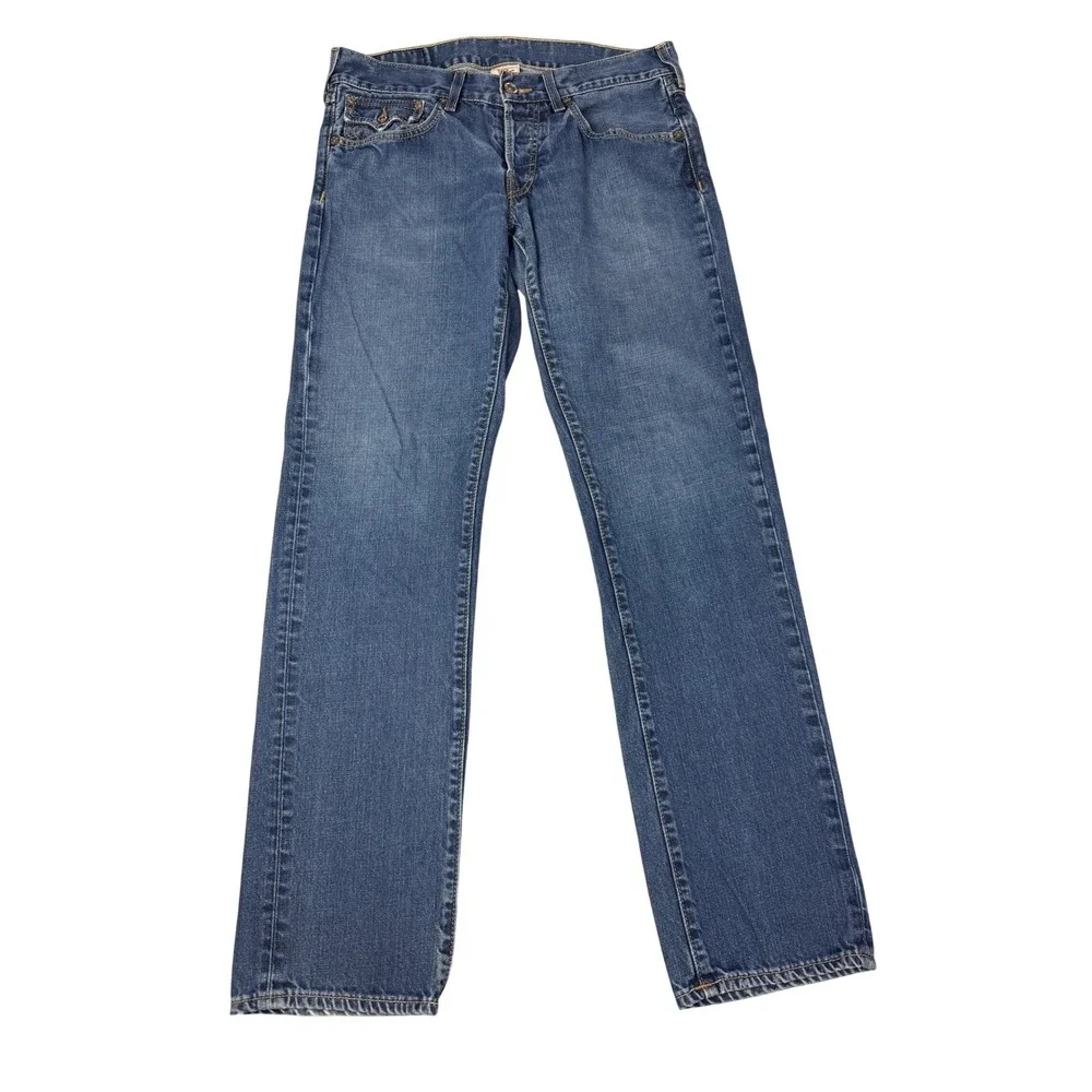True Religion Mens‎ Section Jack Straight Leg Blue Jeans Size 33 Made in USA